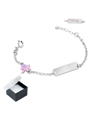 Silver children's bracelet with plate and elephant ENGRAVING