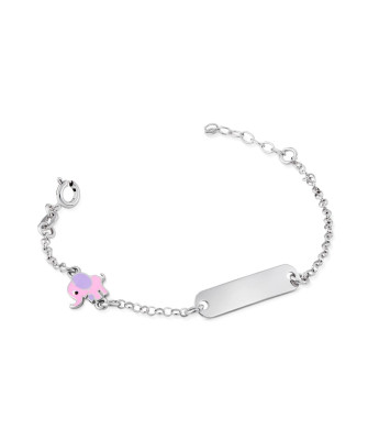 Silver children's bracelet with plate and elephant ENGRAVING