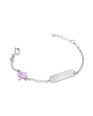 Silver children's bracelet with plate and elephant ENGRAVING