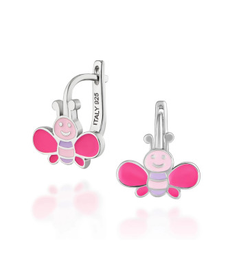 Children's silver earrings cheerful bees