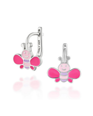 Children's silver earrings cheerful bees