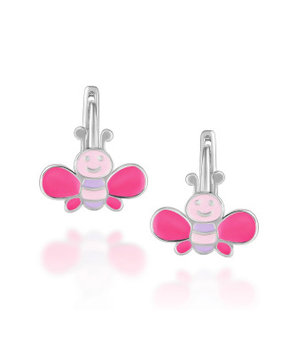 Children's silver earrings cheerful bees