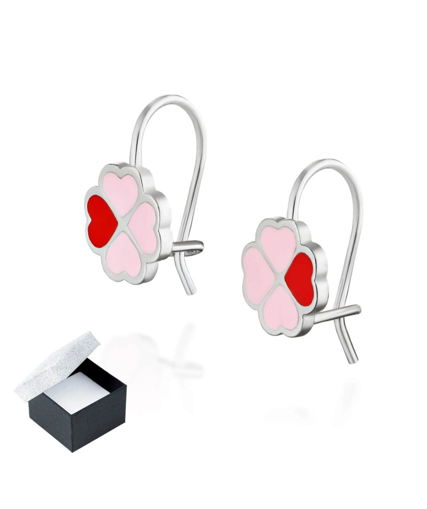 Silver children's clover earrings
