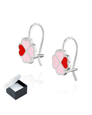 Silver children's clover earrings