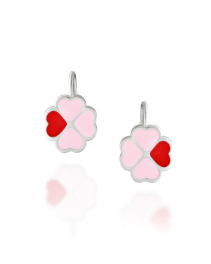 Silver children's clover earrings