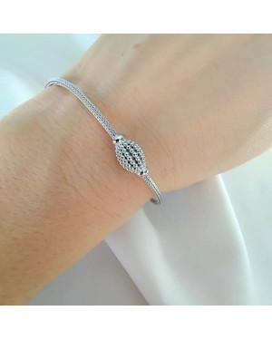 Silver bracelet with barrel
