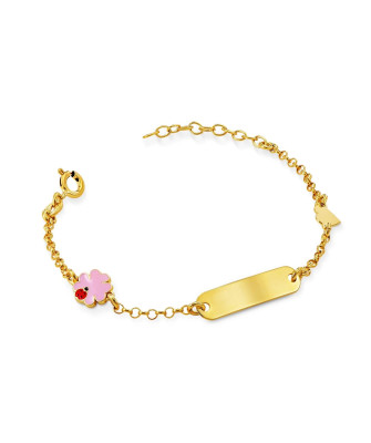 Silver girl's gold-plated bracelet with a flower