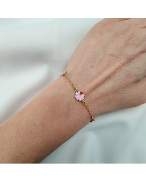 Silver girl's gold-plated bracelet with a flower