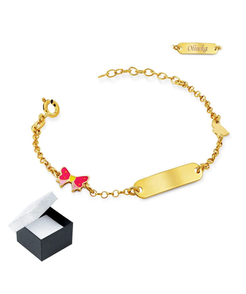 Gold-plated silver girls' bracelet with a bow