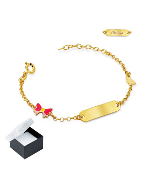 Gold-plated silver girls' bracelet with a bow