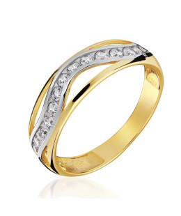 Gold ring 8k wave white stones