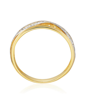 Gold ring 8k wave white stones