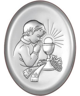 Communion souvenir for a boy oval silver
