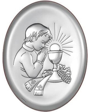 Communion souvenir for a boy oval silver