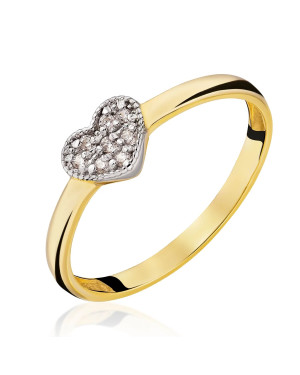 Gold heart ring with cubic zirconia