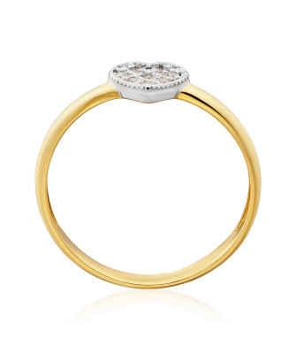 Gold heart ring with cubic zirconia
