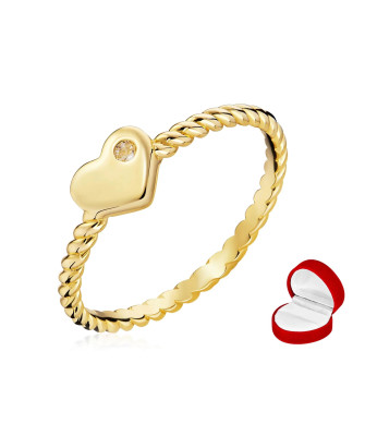 Gold heart ring with stone