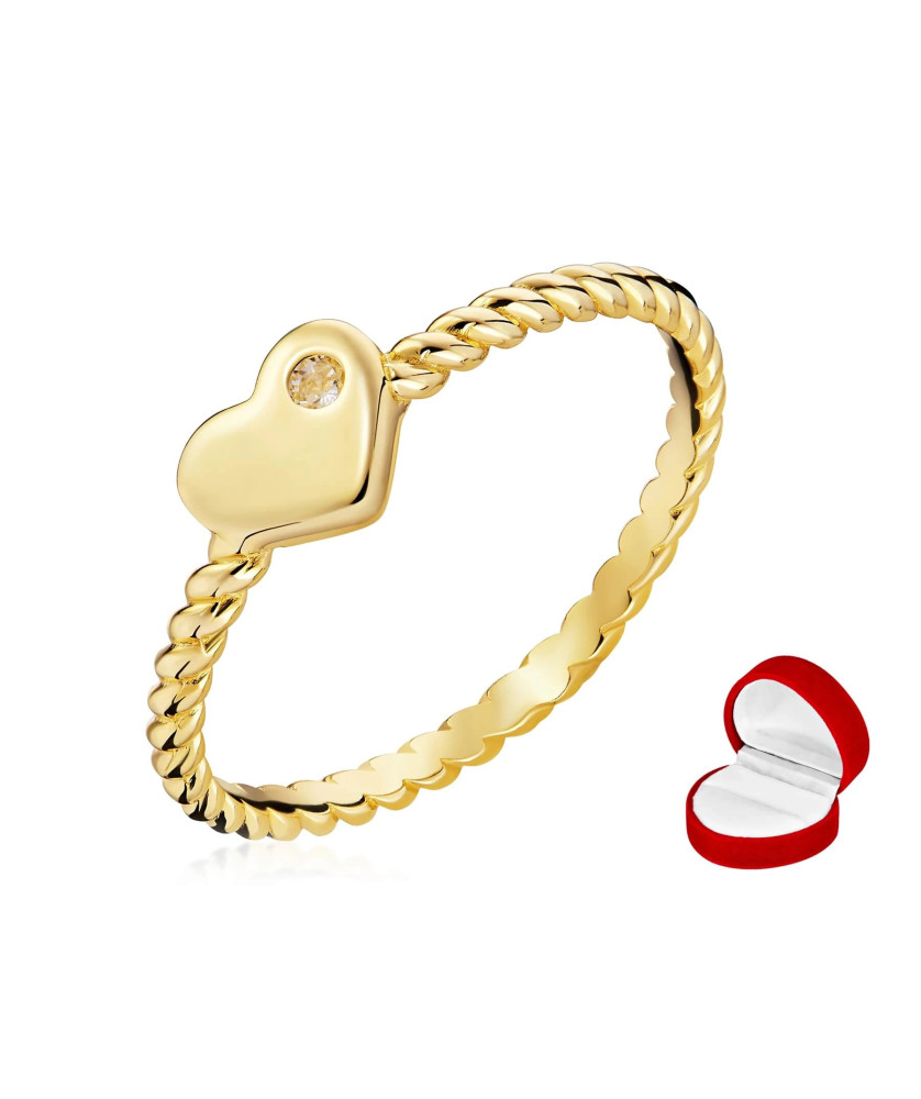 Gold heart ring with stone