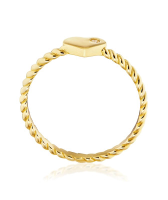 Gold heart ring with stone
