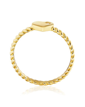 Gold heart ring with stone