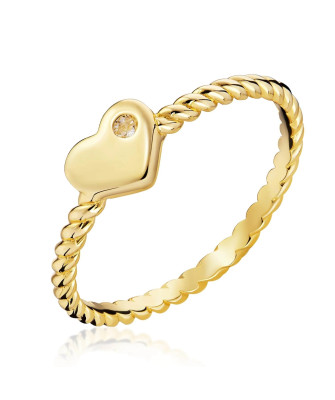 Gold heart ring with stone