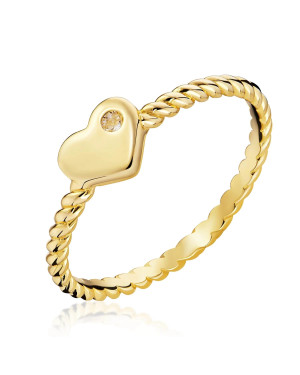 Gold heart ring with stone
