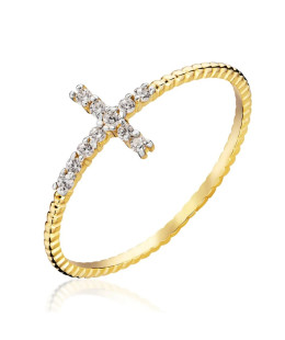 8k Gold Ring with Zirconia Cross