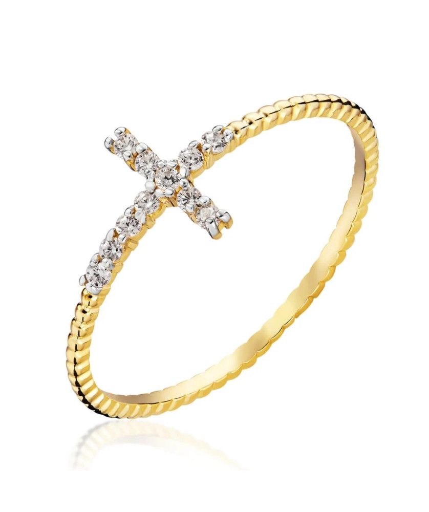 8k Gold Ring with Zirconia Cross