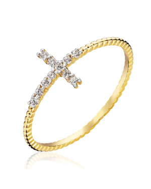 8k Gold Ring with Zirconia Cross