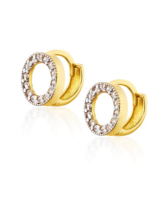 Gold earrings with stone hoops 8k