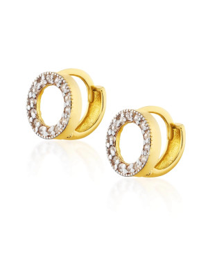 Gold earrings with stone hoops 8k
