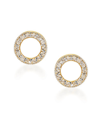 Gold earrings with stone hoops 8k