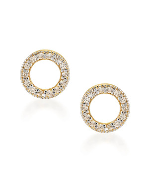 Gold earrings with stone hoops 8k