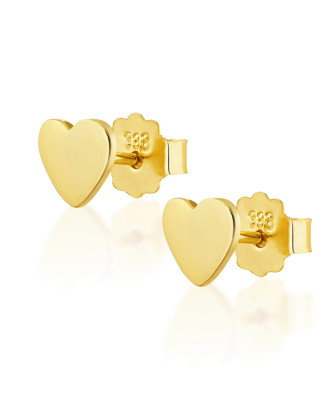 Gold heart stud earrings small 8k