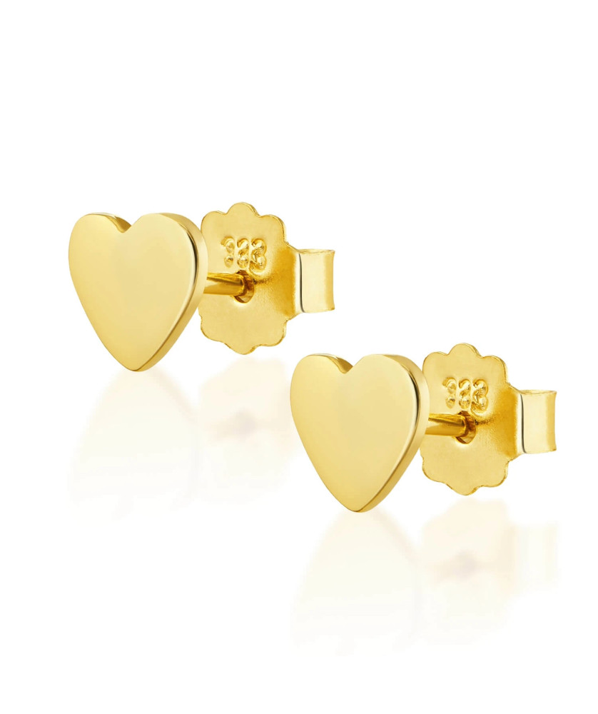 Gold heart stud earrings small 8k