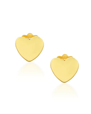 Gold heart stud earrings small 8k
