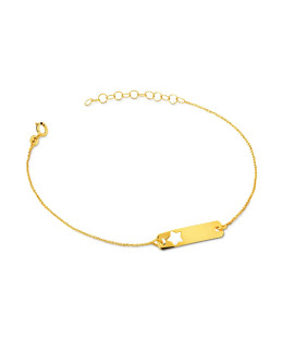 Gold bracelet with plate and star