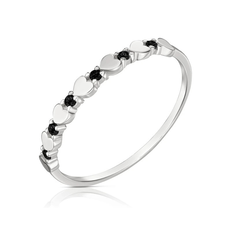 Ring with black heart zircons PS3.1663c| GoldJewellery