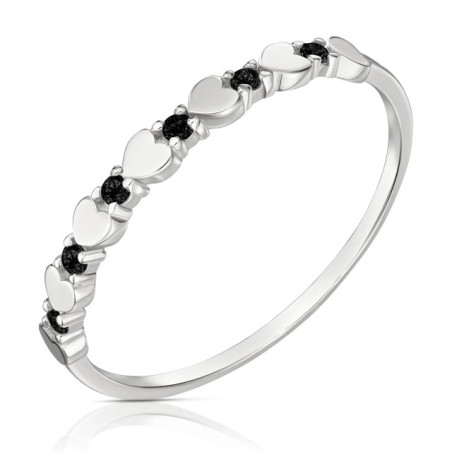 Ring with black heart zircons PS3.1663c| GoldJewellery