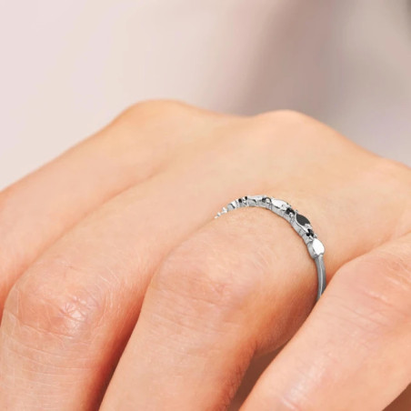 Ring with black heart zircons PS3.1663c| GoldJewellery