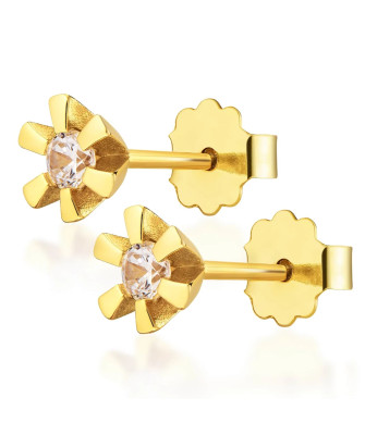 Delicate gold earrings with cubic zirconia 14k