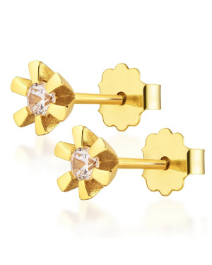 Delicate gold earrings with cubic zirconia 14k