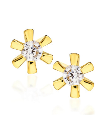 Delicate gold earrings with cubic zirconia 14k