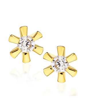 Delicate gold earrings with cubic zirconia 14k