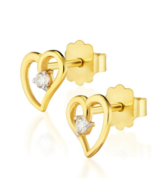 Gold heart earrings with zirconia 8k