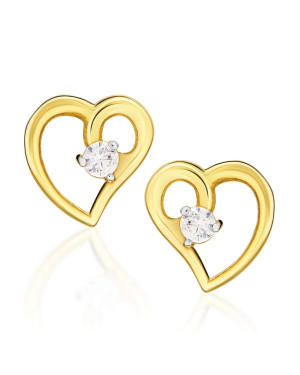 Gold heart earrings with zirconia 8k