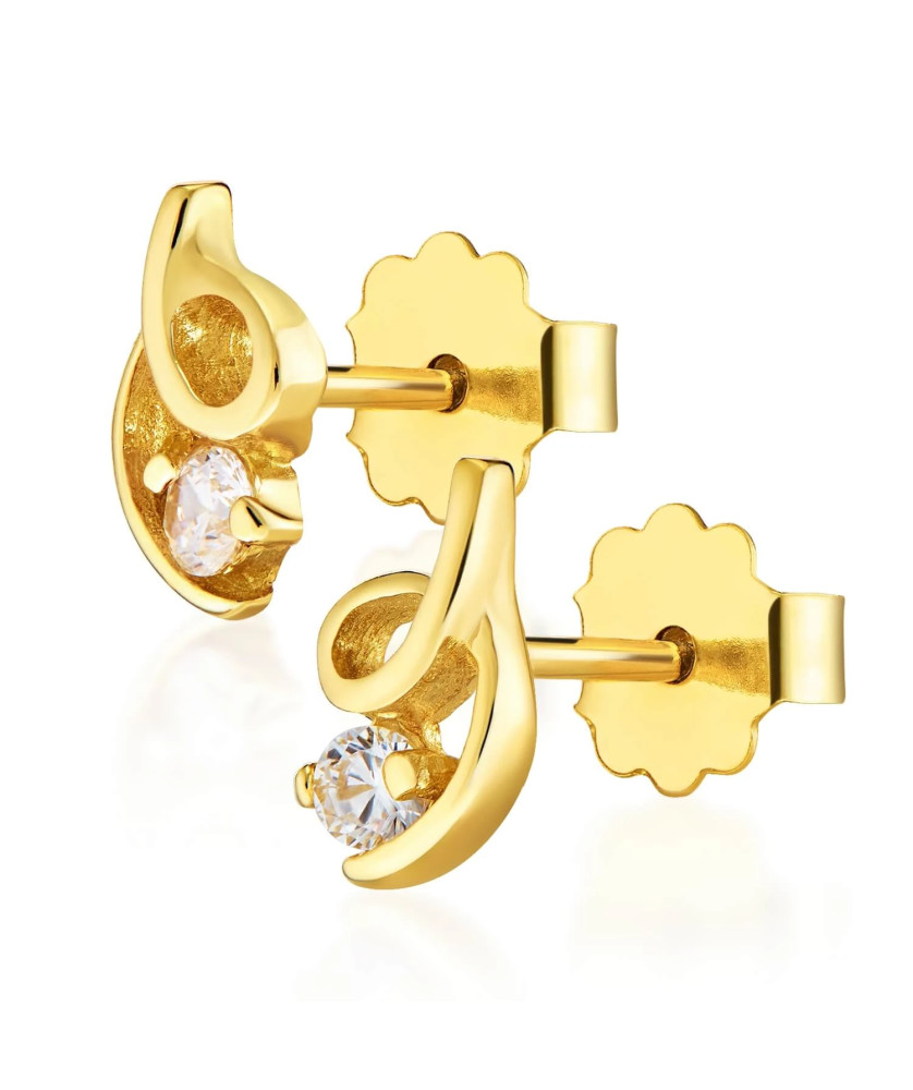 Gold stud earrings with zirconia