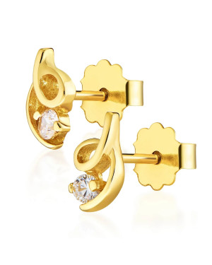 Gold stud earrings with zirconia