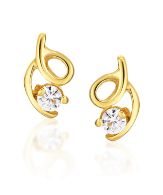 Gold stud earrings with zirconia