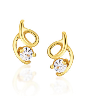 Gold stud earrings with zirconia